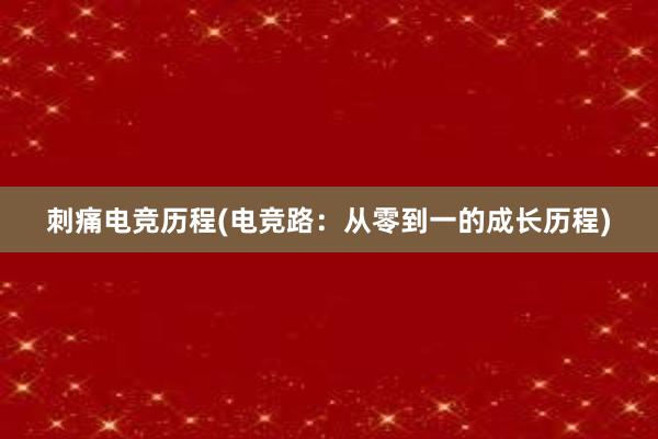 刺痛电竞历程(电竞路：从零到一的成长历程)