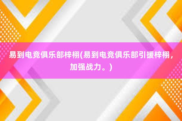 易到电竞俱乐部梓栩(易到电竞俱乐部引援梓栩，加强战力。)