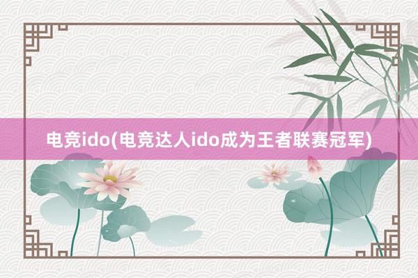 电竞ido(电竞达人ido成为王者联赛冠军)