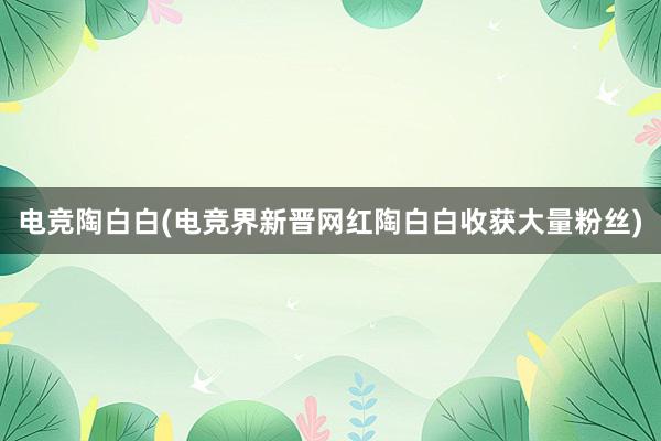 电竞陶白白(电竞界新晋网红陶白白收获大量粉丝)