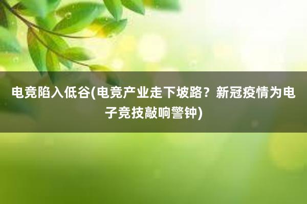 电竞陷入低谷(电竞产业走下坡路？新冠疫情为电子竞技敲响警钟)