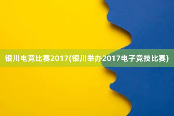 银川电竞比赛2017(银川举办2017电子竞技比赛)