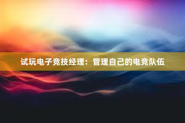 试玩电子竞技经理：管理自己的电竞队伍