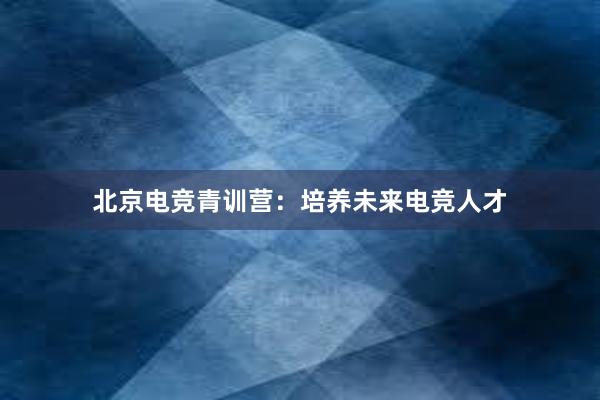 北京电竞青训营：培养未来电竞人才