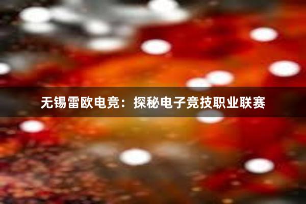 无锡雷欧电竞：探秘电子竞技职业联赛