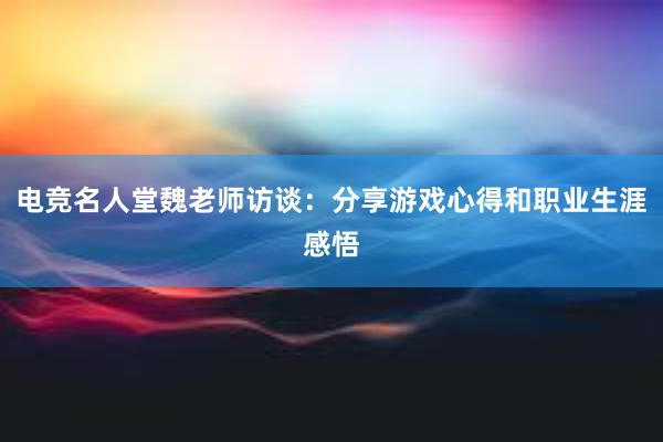 电竞名人堂魏老师访谈：分享游戏心得和职业生涯感悟